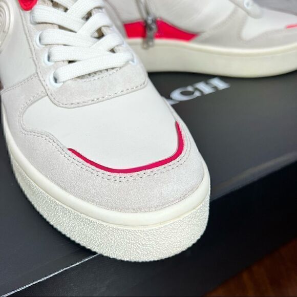 7.5 COACH High Top Leather Sneaker with hidden wedge heels NIB! Great Gift! - Picture 9 of 12